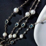 Natural Gemstone Necklace 53.71ct, 14K Gold
