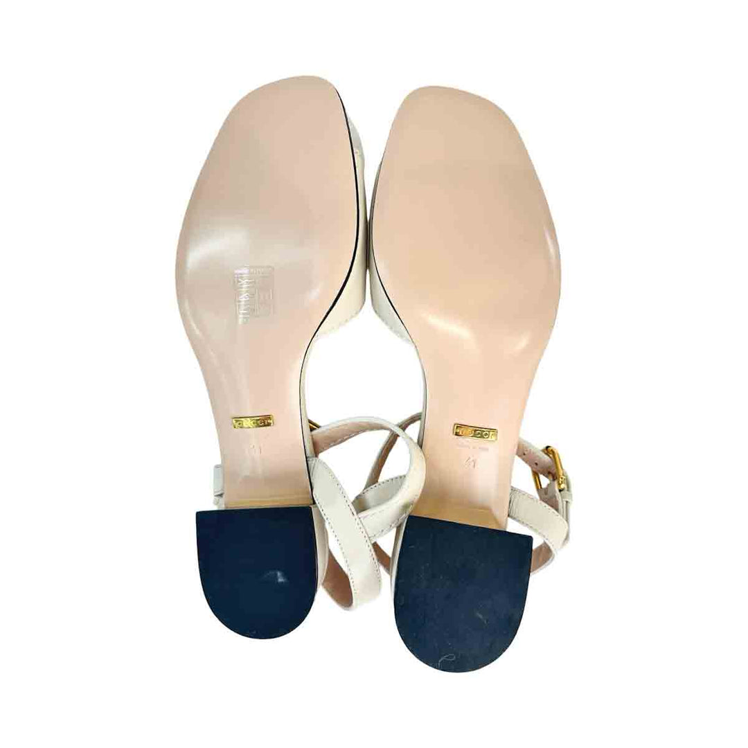 Gucci Women’s Horsebit Flatform Sandal in white size 41 - Jiaxyk