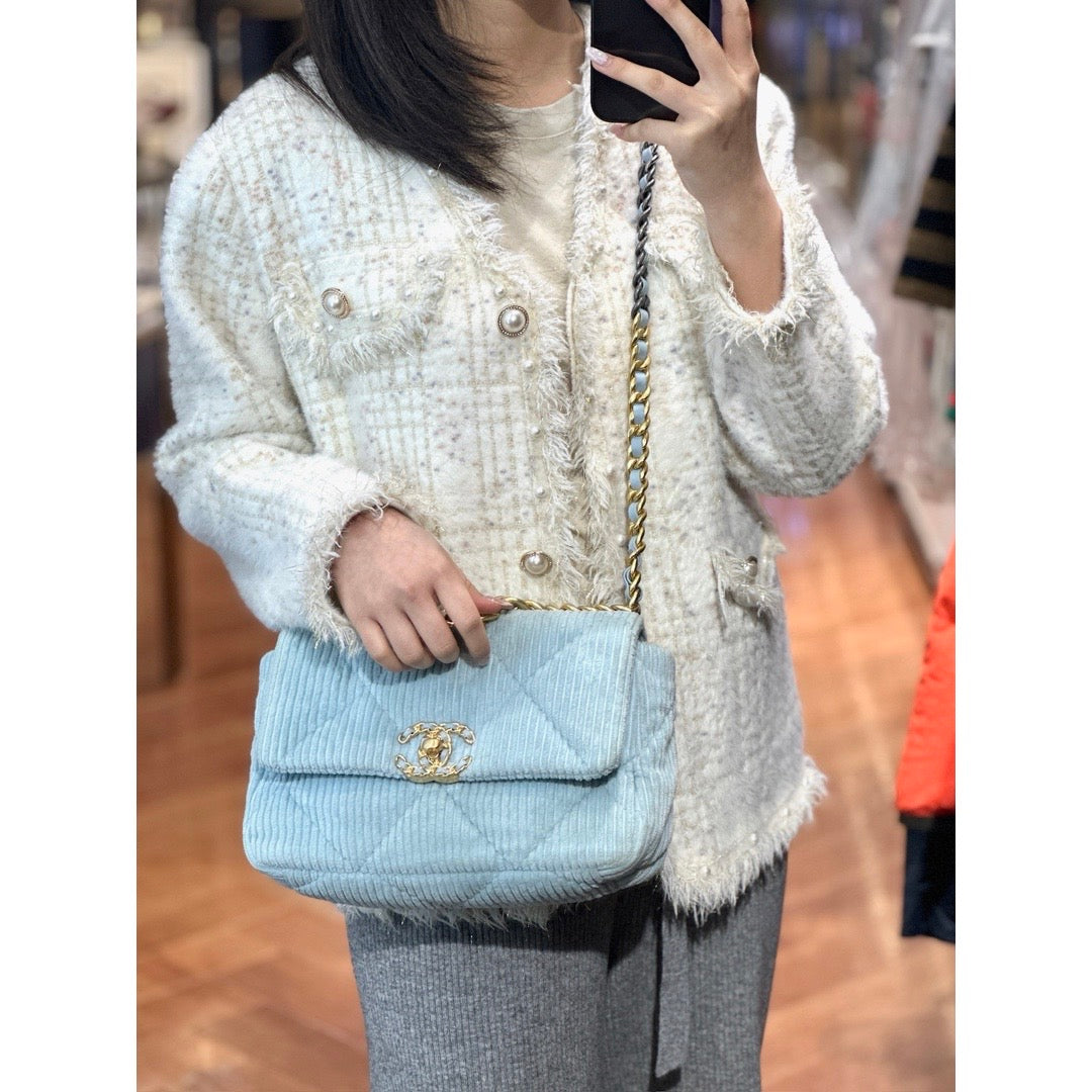 Chanel Small Blue Corduroy 19 Bag - Jiaxyk