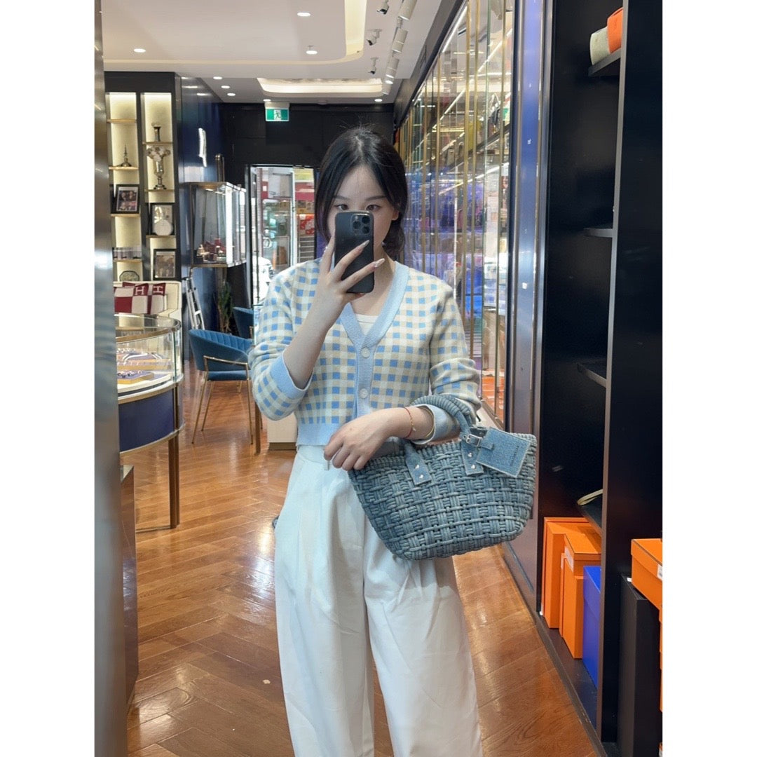 Balenciaga Blue Denim Bistro Basket Bag - Jiaxyk