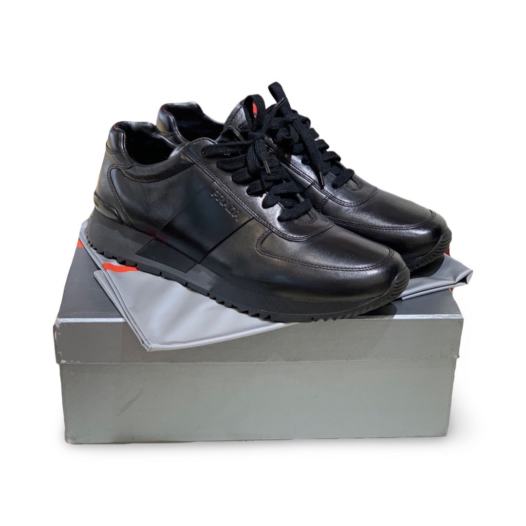 Prada Men’s Black Leather Sneakers 40 - Jiaxyk