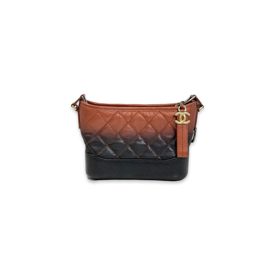 Chanel Small Gabrielle Bag Gradient Calfskin Rustic Brown and Black - Jiaxyk