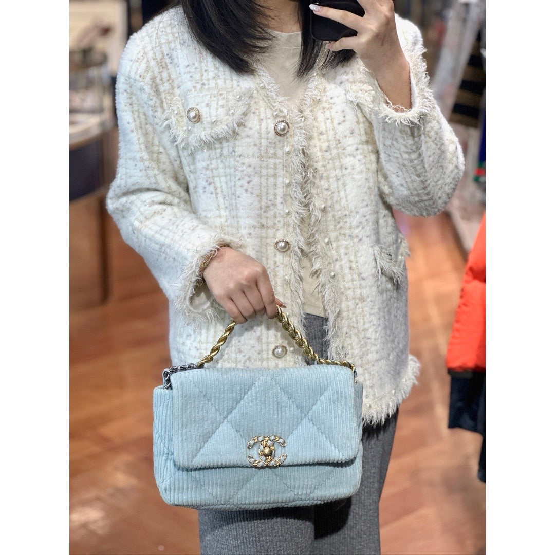 Chanel Small Blue Corduroy 19 Bag - Jiaxyk