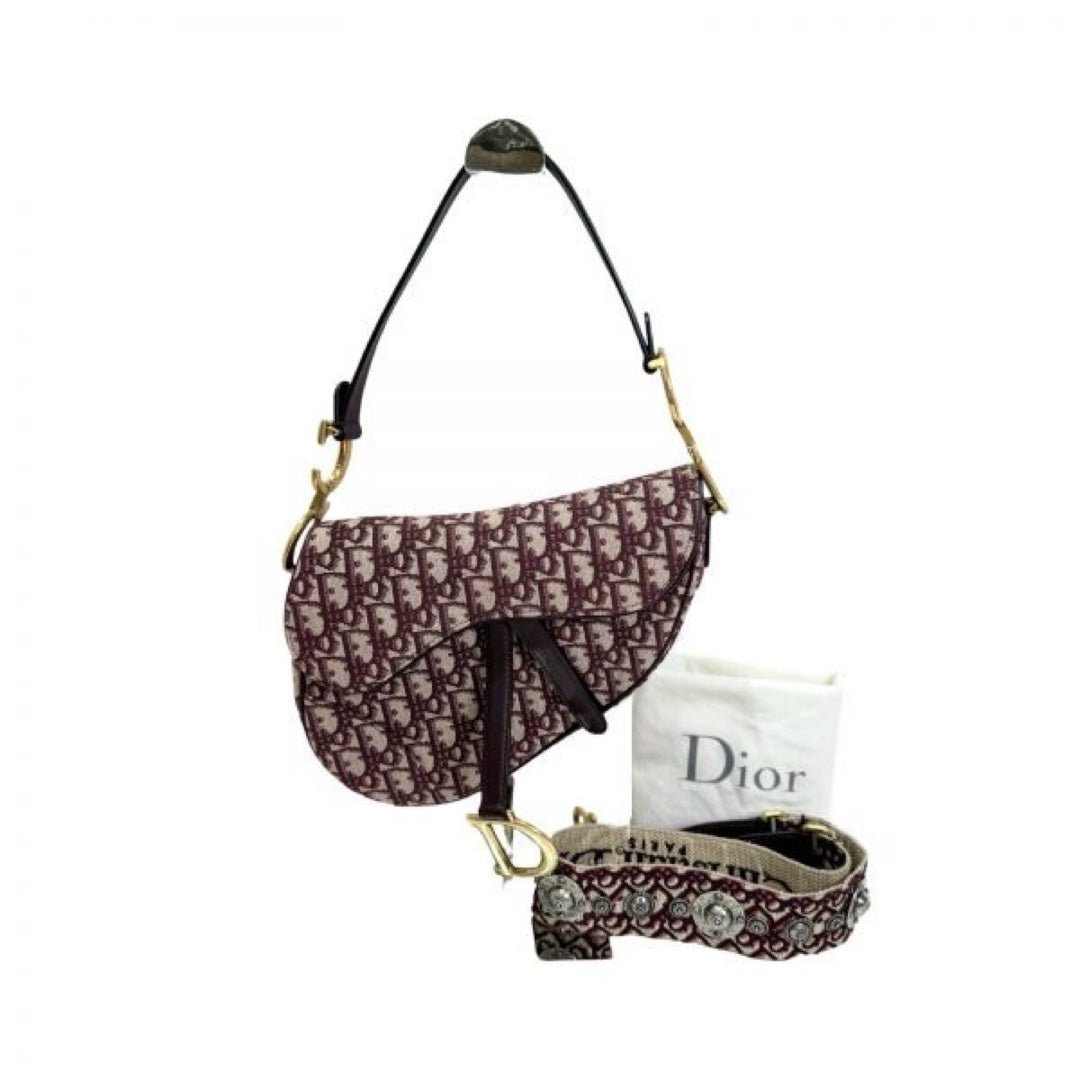 Dior Small Red Oblique Saddle Shoulder Bag with Special Strap Set - Jiaxyk