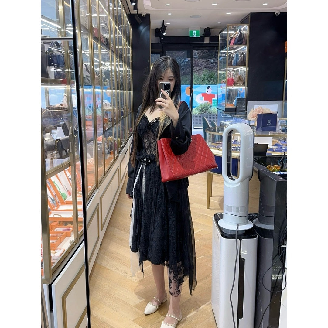 Chanel Red Caviar Grand Shopping Tote - Jiaxyk
