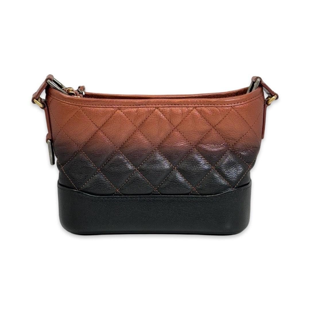 Chanel Small Gabrielle Bag Gradient Calfskin Rustic Brown and Black - Jiaxyk