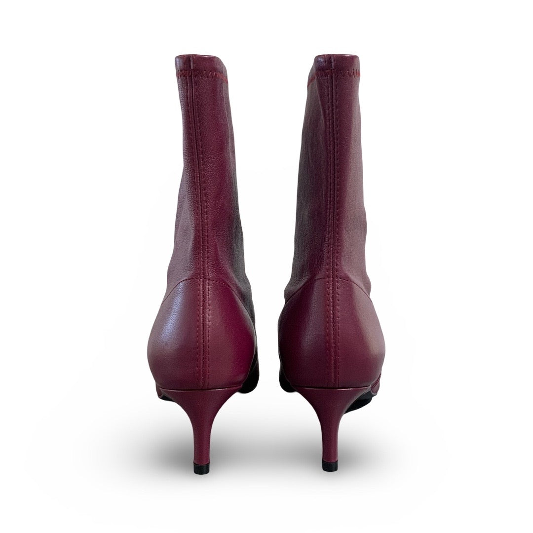 Stuart Weitzman Burgundy Leather Heel Boots 37.5 - Jiaxyk