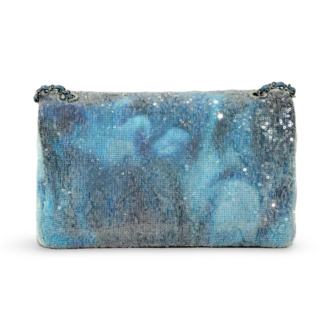 Chanel Large Blue Sequin Waterfall Flap Bag - Jiaxyk