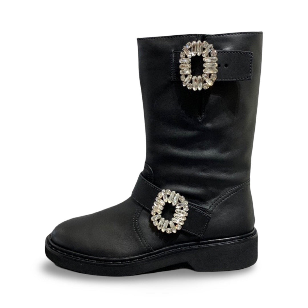 Roger Vivier Black Leather Crystal Boots 38 - Jiaxyk