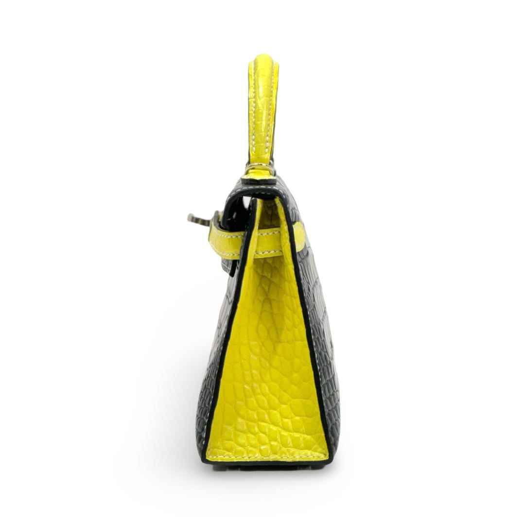 Hermes Mini Kelly II Alligator Matte Black/Lime Special Order - Jiaxyk