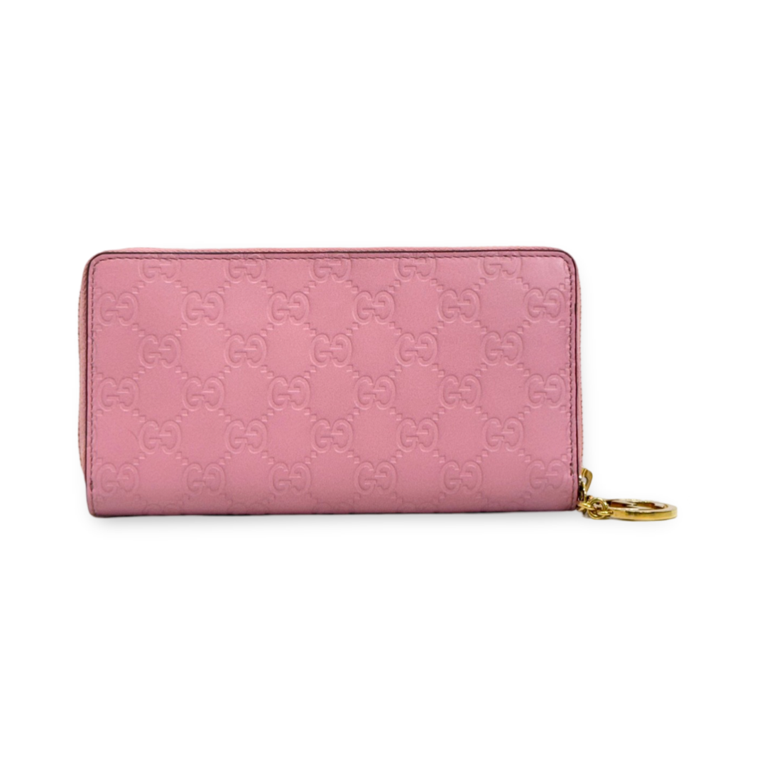 Gucci Guccissima Zip Around Leather Pink Wallet - Jiaxyk