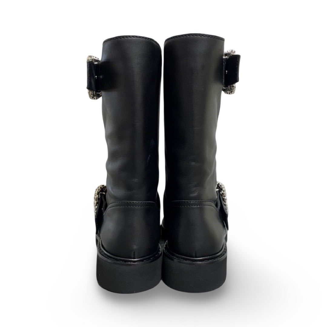 Roger Vivier Black Leather Crystal Boots 38 - Jiaxyk