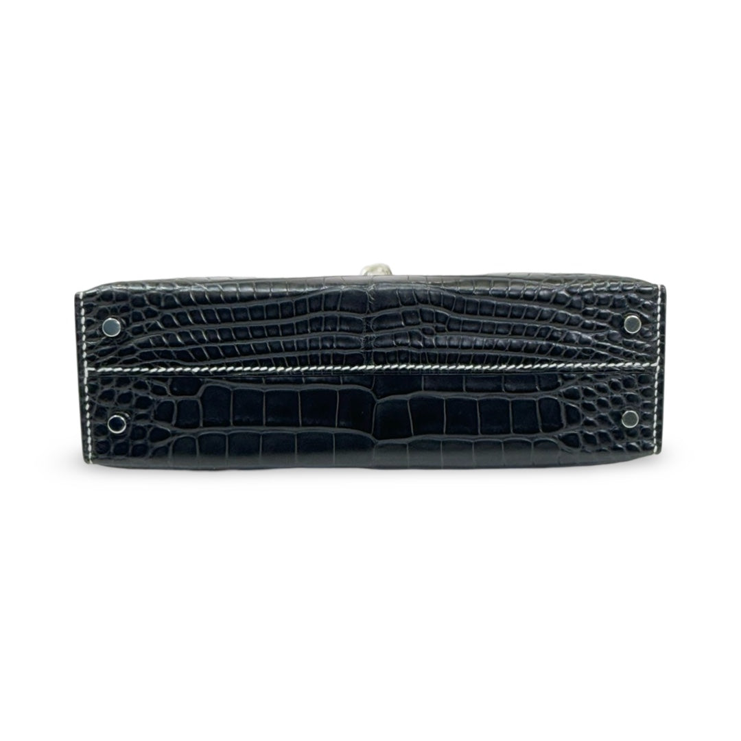 Hermes Mini Kelly II Alligator Matte Black/Lime Special Order - Jiaxyk