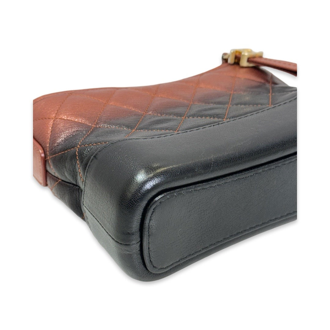 Chanel Small Gabrielle Bag Gradient Calfskin Rustic Brown and Black - Jiaxyk
