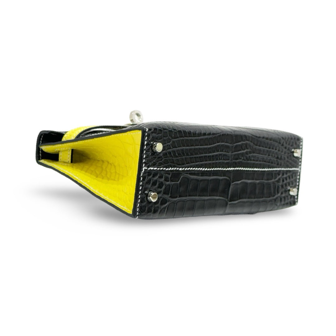 Hermes Mini Kelly II Alligator Matte Black/Lime Special Order - Jiaxyk