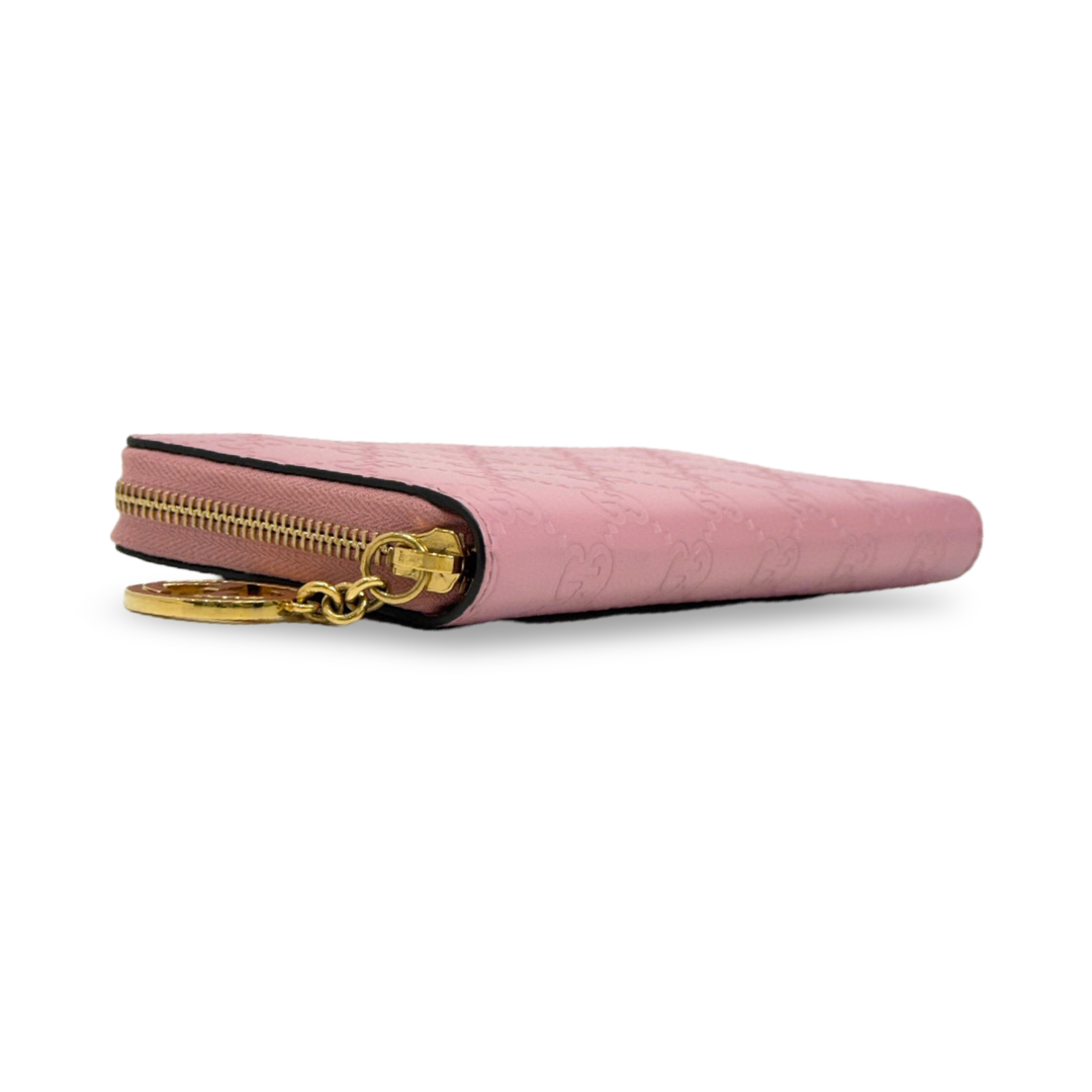 Gucci Guccissima Zip Around Leather Pink Wallet - Jiaxyk
