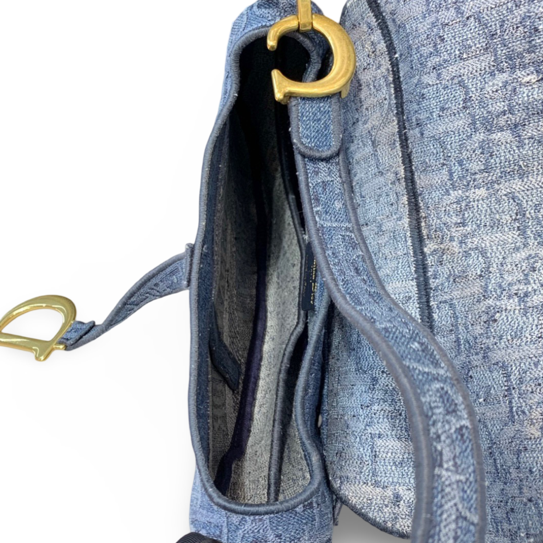 Dior Blue Oblique Denim Saddle Bag - Jiaxyk
