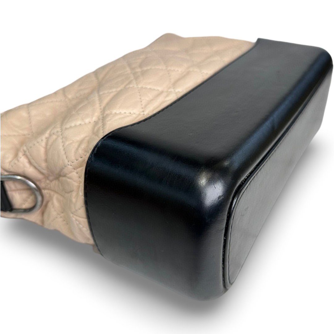 Chanel Medium Aged Calfskin Gabrielle Bag Beige and Black - Jiaxyk