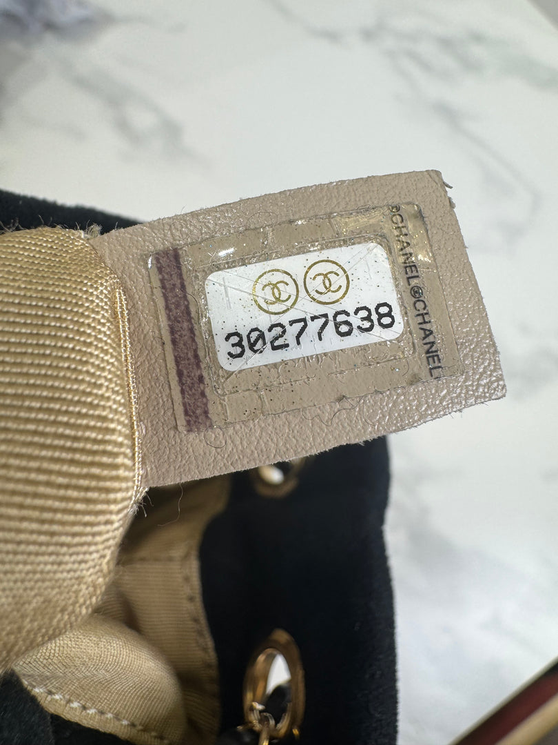 Chanel Bucket Bag Black Velvet With Crystal Crush