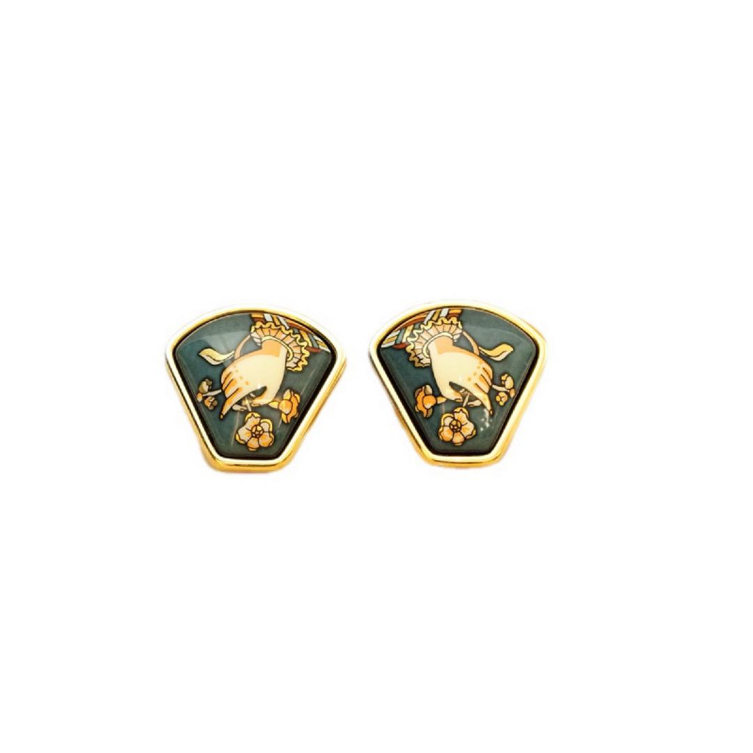 Hermes Vintage Cloisonné Ear Clips