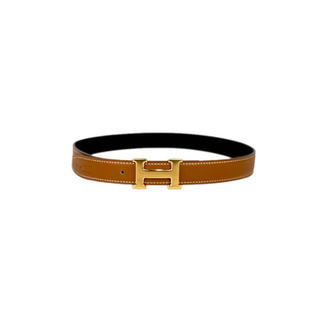 Hermes H Buckle Gold/Noir Reversible Belt 70CM