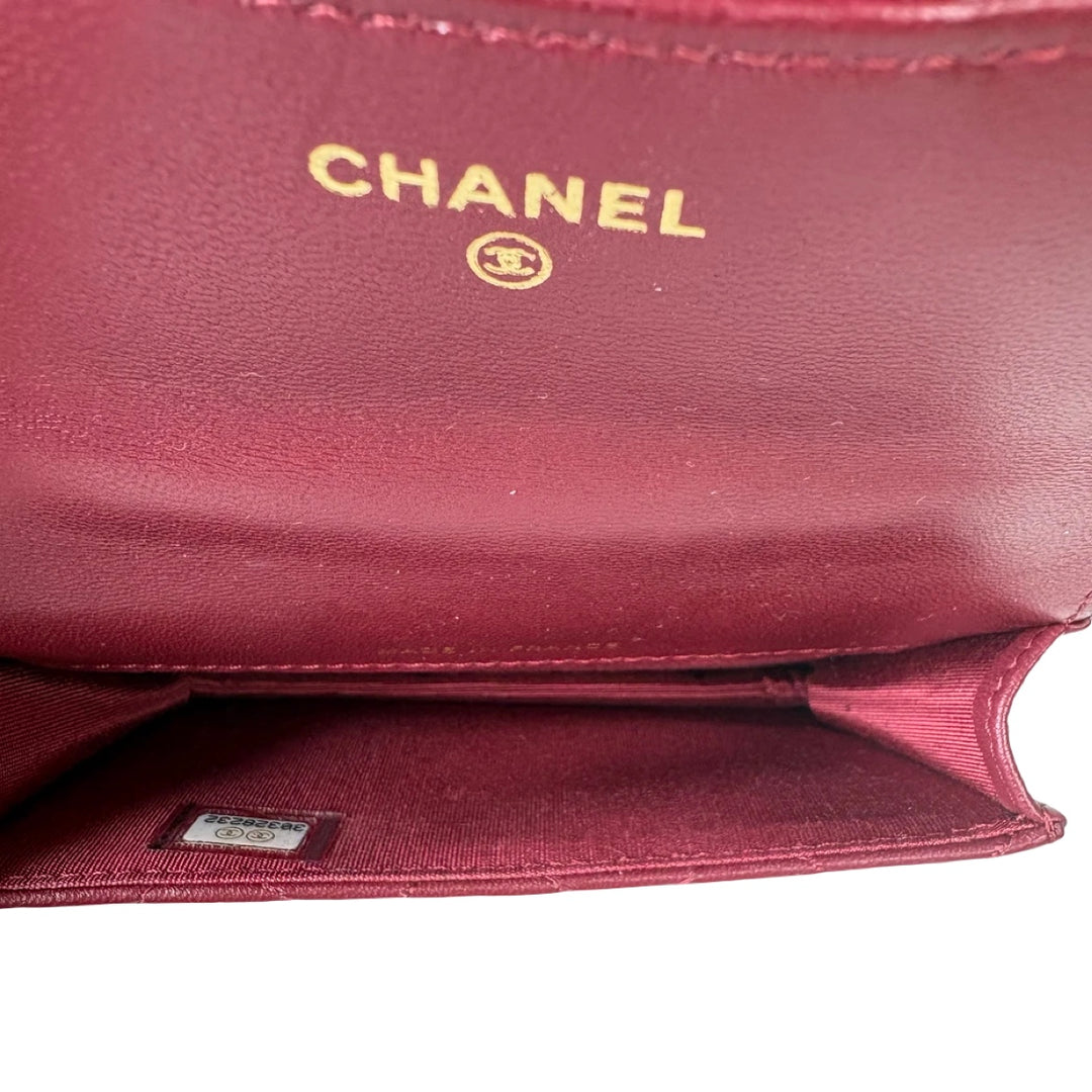 Chanel Red Lambskin Micro Handle Flap Bag