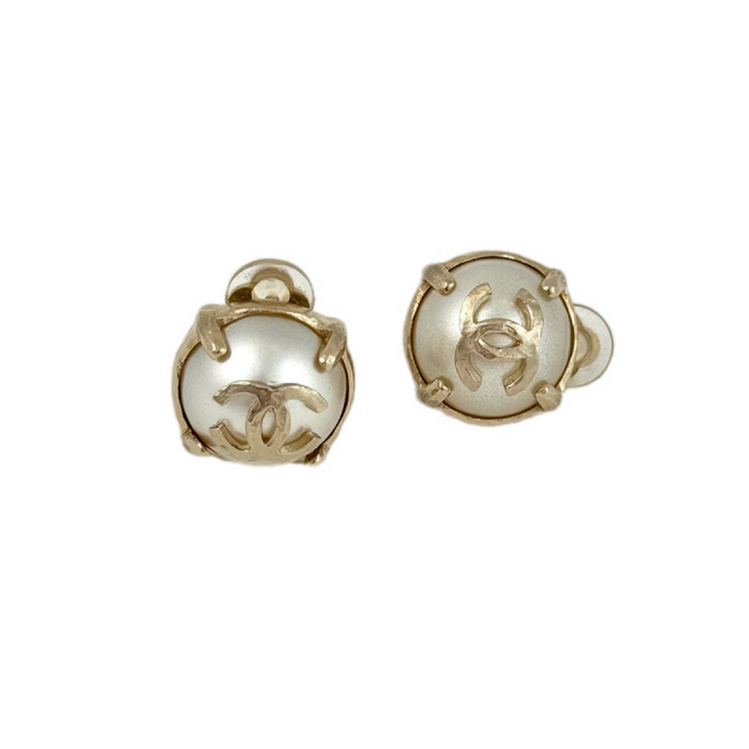 Chanel CC Pearl Clip-On Earrings