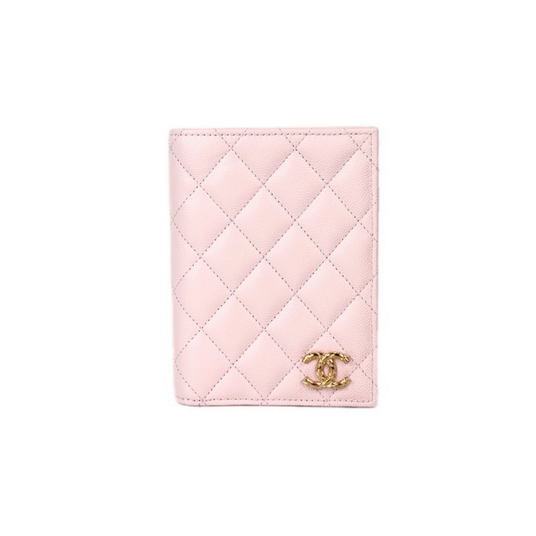Chanel Caviar Quilted Pink Passport Holder Wallet