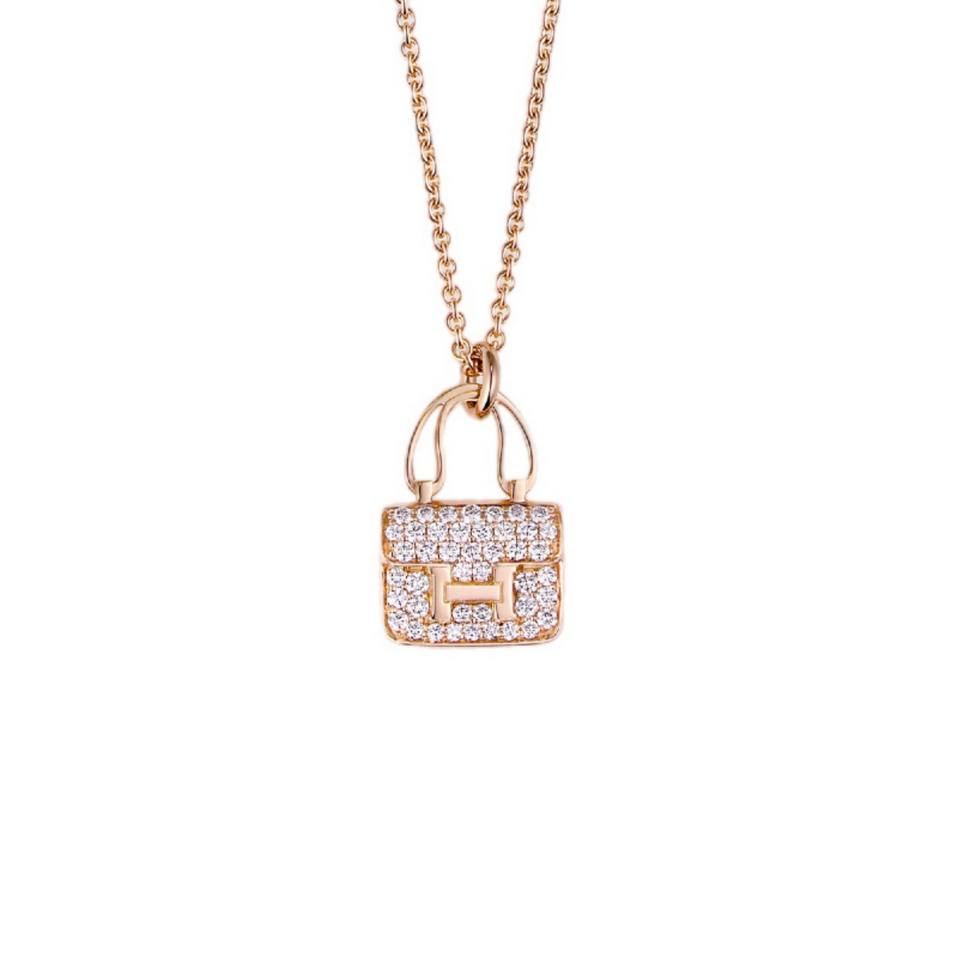 Hermes Rose Gold Diamond Constance Necklace