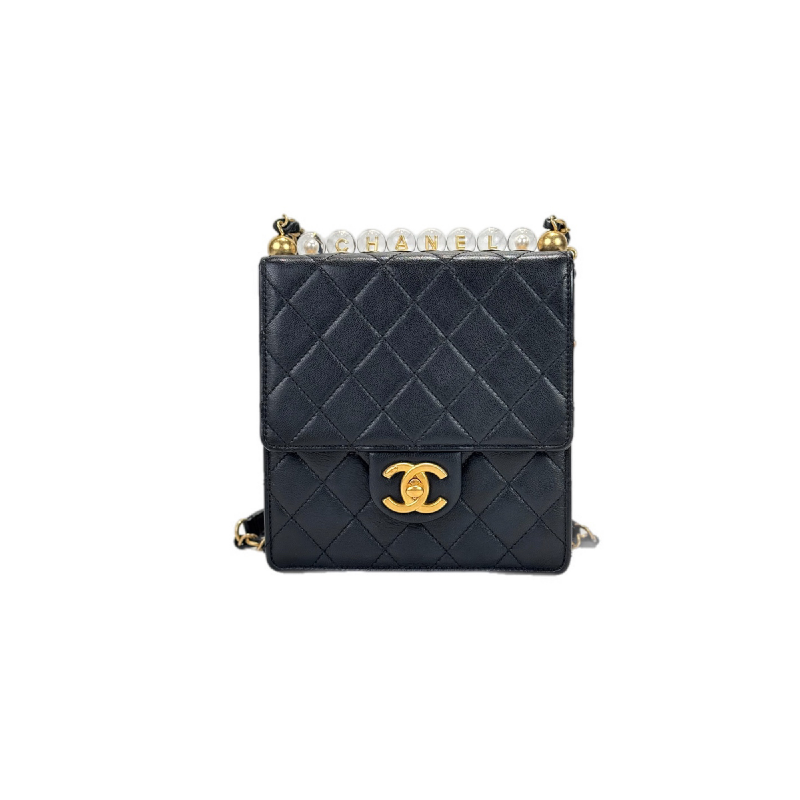 Chanel Black 2020 Chick Pearls Mini Flap Crossbody Bag
