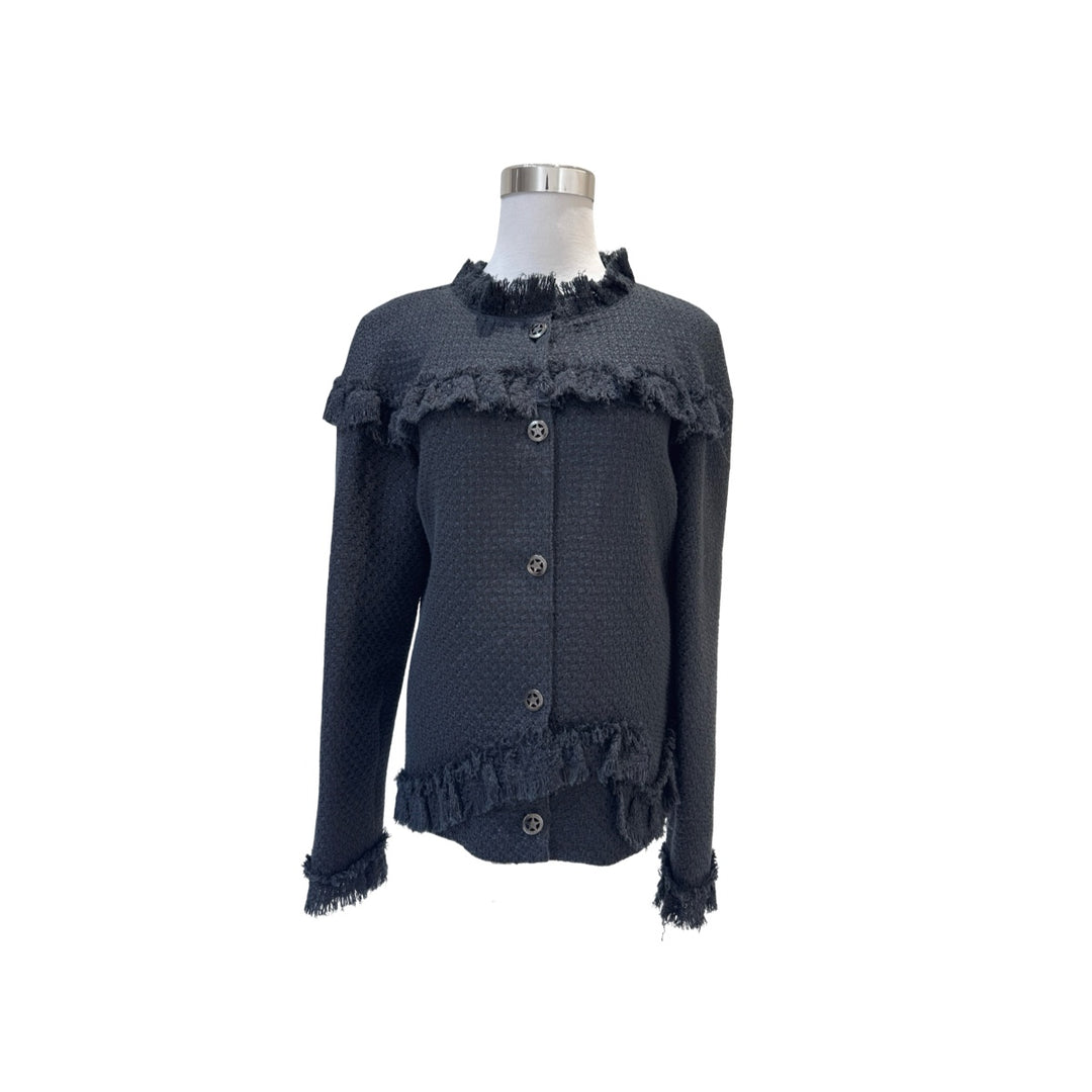 Chanel Black Cotton Ruffled Jacket