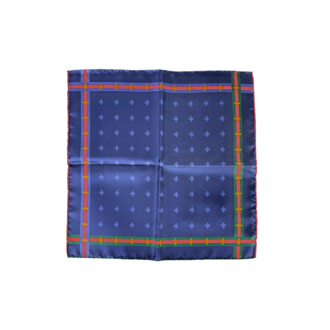 Gucci Scarf 45cm Bee Motif Navy Silk
