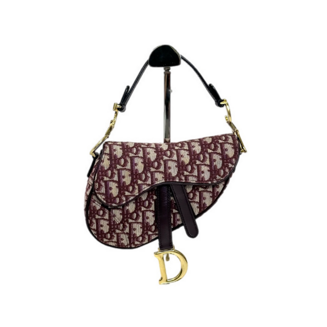 Dior Burgundy Saddle Mini Bag with Strap