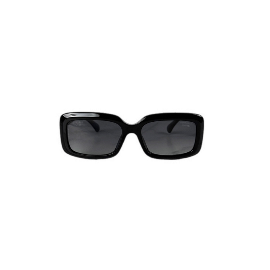 Chanel Black Rectangle Heart CC Logo Sunglasses