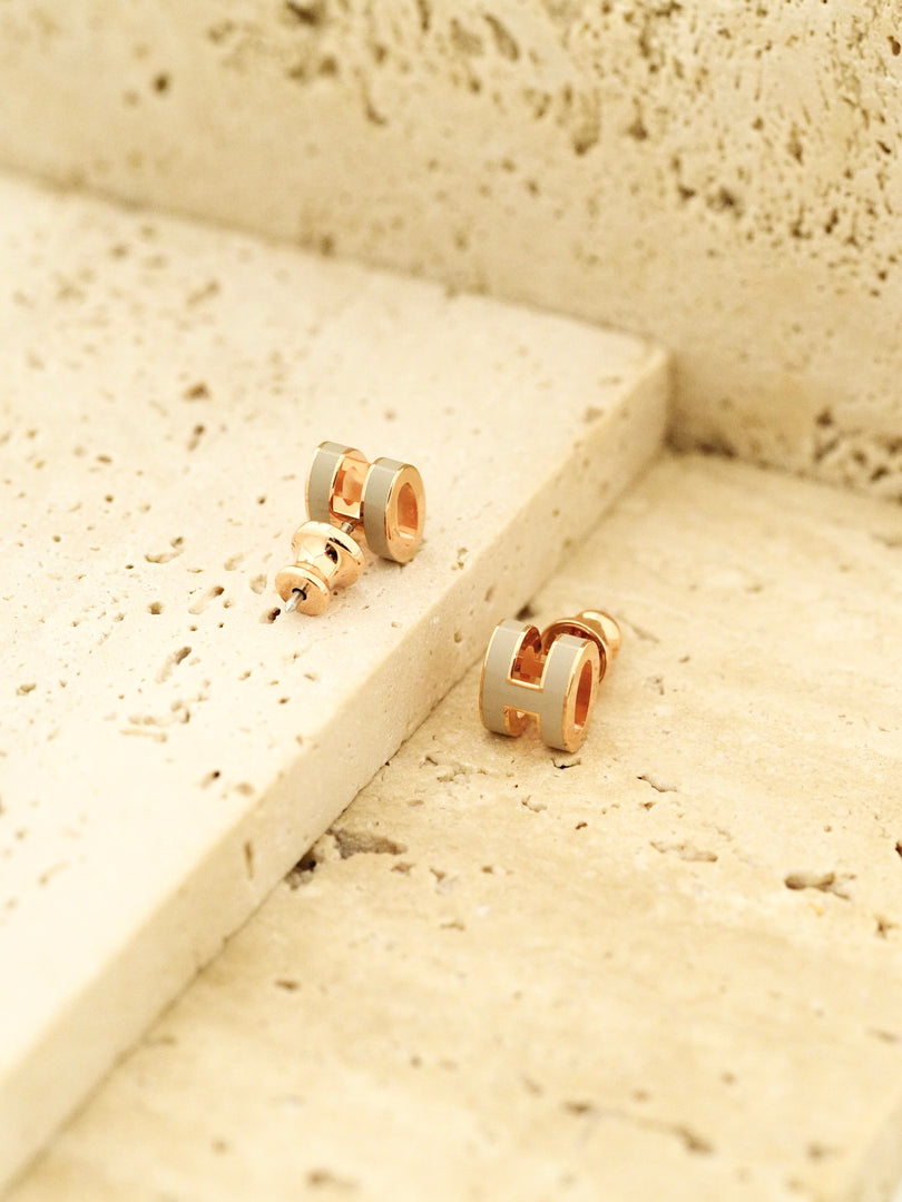 Hermes H Pop Earrings Rose Gold Chai 