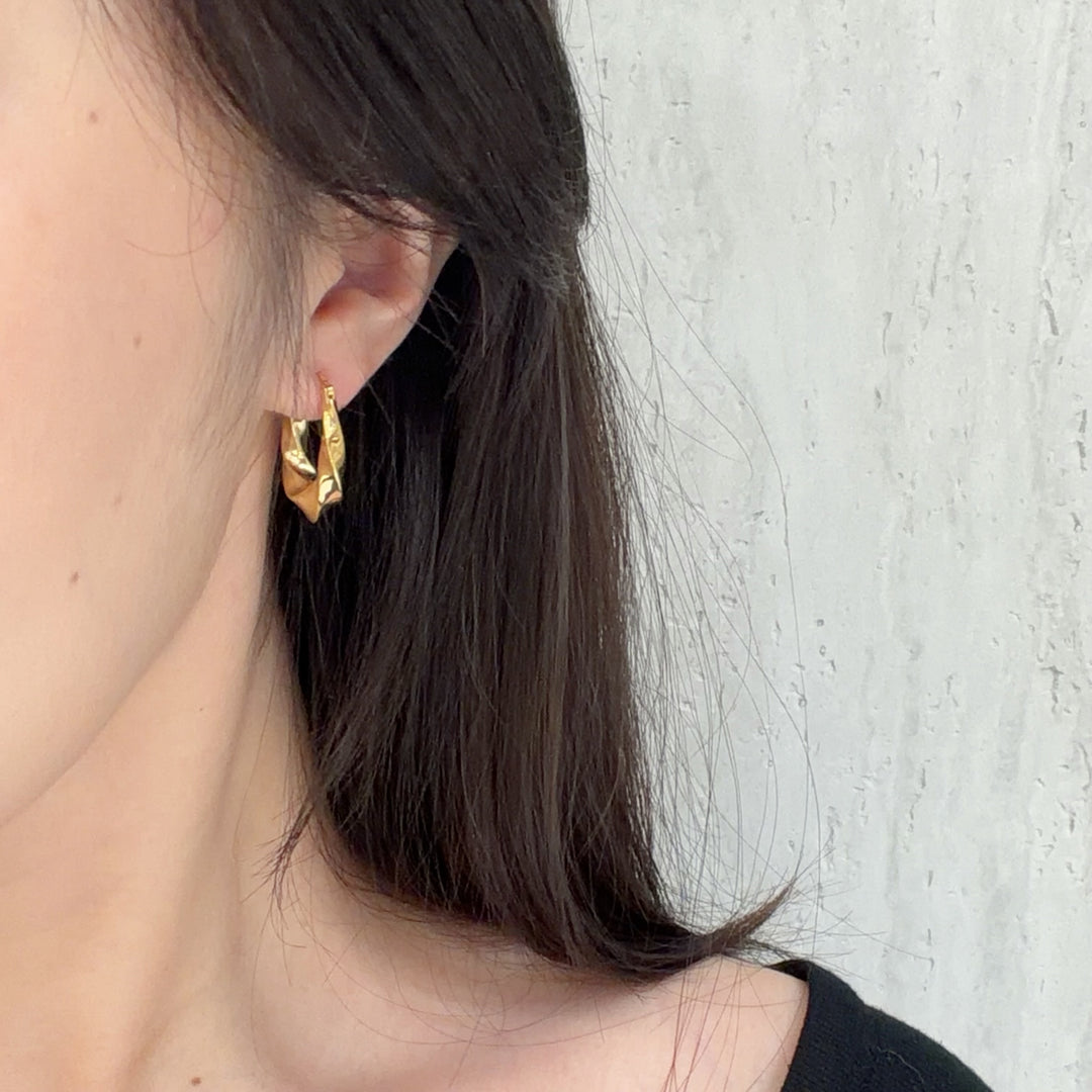 18K Solid Yellow Gold Hoop Earrings,GRC