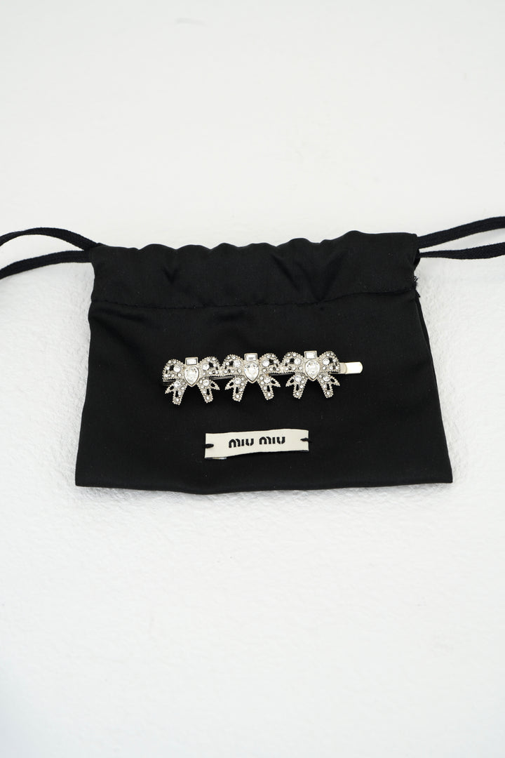 Miumiu Crystal Bow Hair Clip