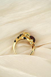 Cabochon Rubellite Tourmaline Panther Ring D1.56ct,18K GRC