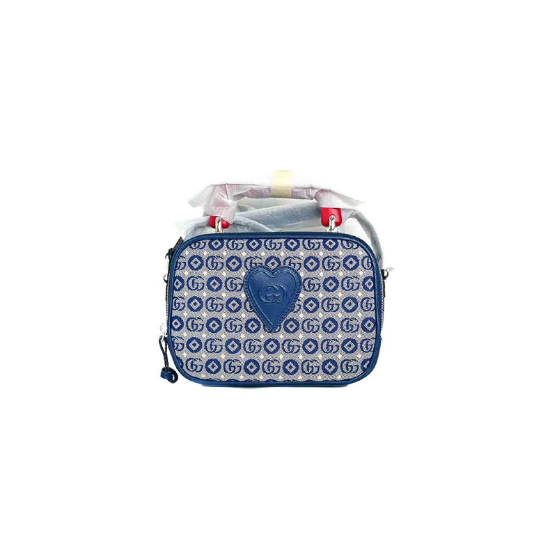 Gucci Kid GG Camera Bag Blue with Red Handle - Jiaxyk