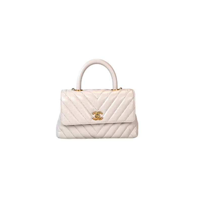 Chanel Coco Handle Small White Calfskin Bag