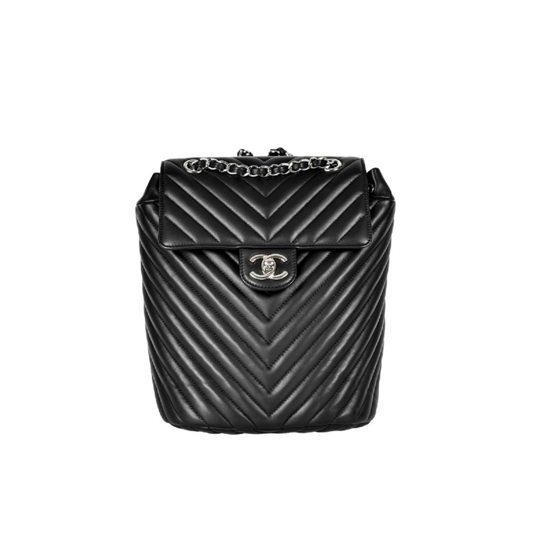 Chanel Urban Spirit Small Backpack Chevron Black Lambskin