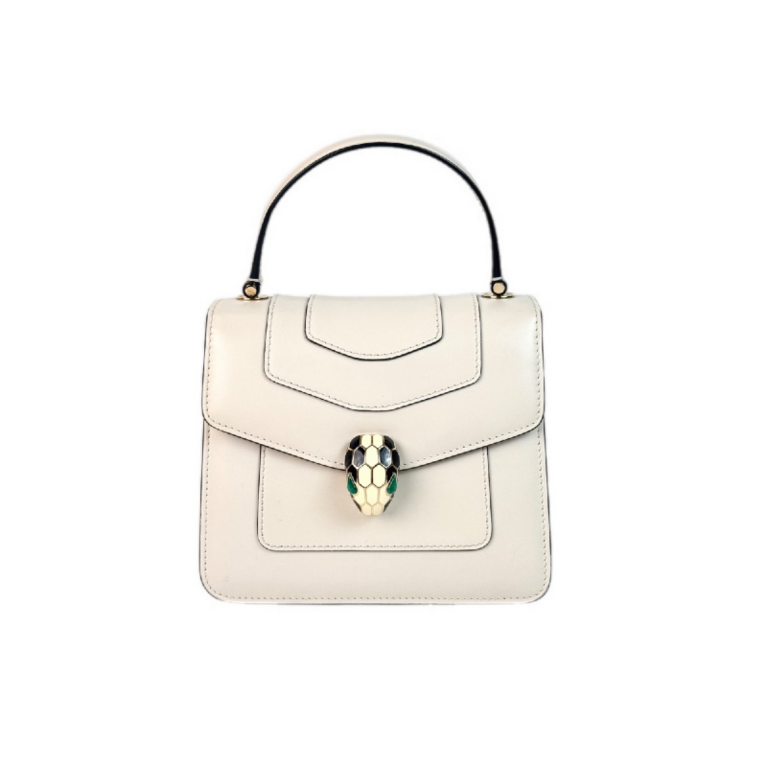 Bvlgari Serpenti Bag Top Handle Mini White