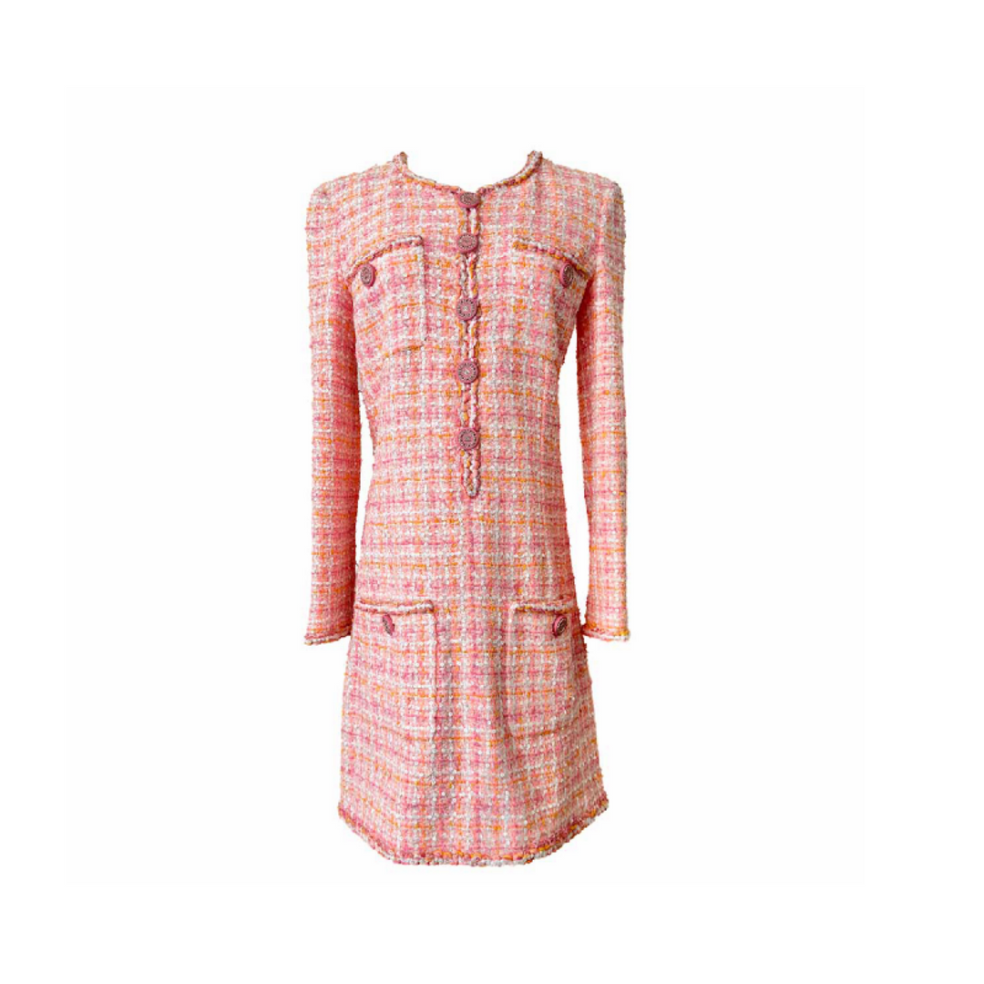 Chanel 19C Fantasy Pink Tweed Dress #36