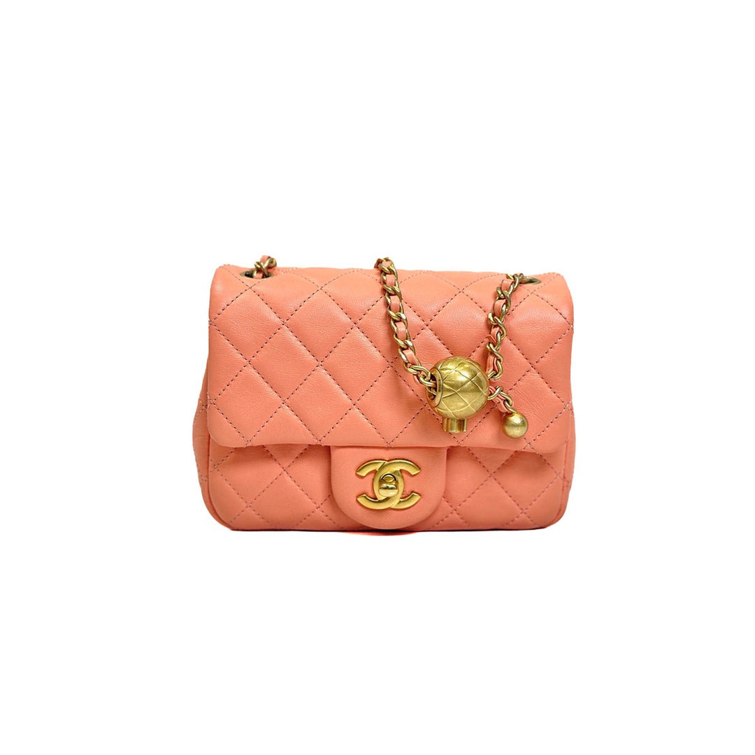 Chanel Coral Mini Classic Flap with Pearl Crush