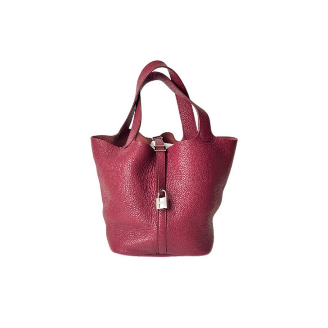 Hermes Burgundy Picotin 22cm Bag No Key