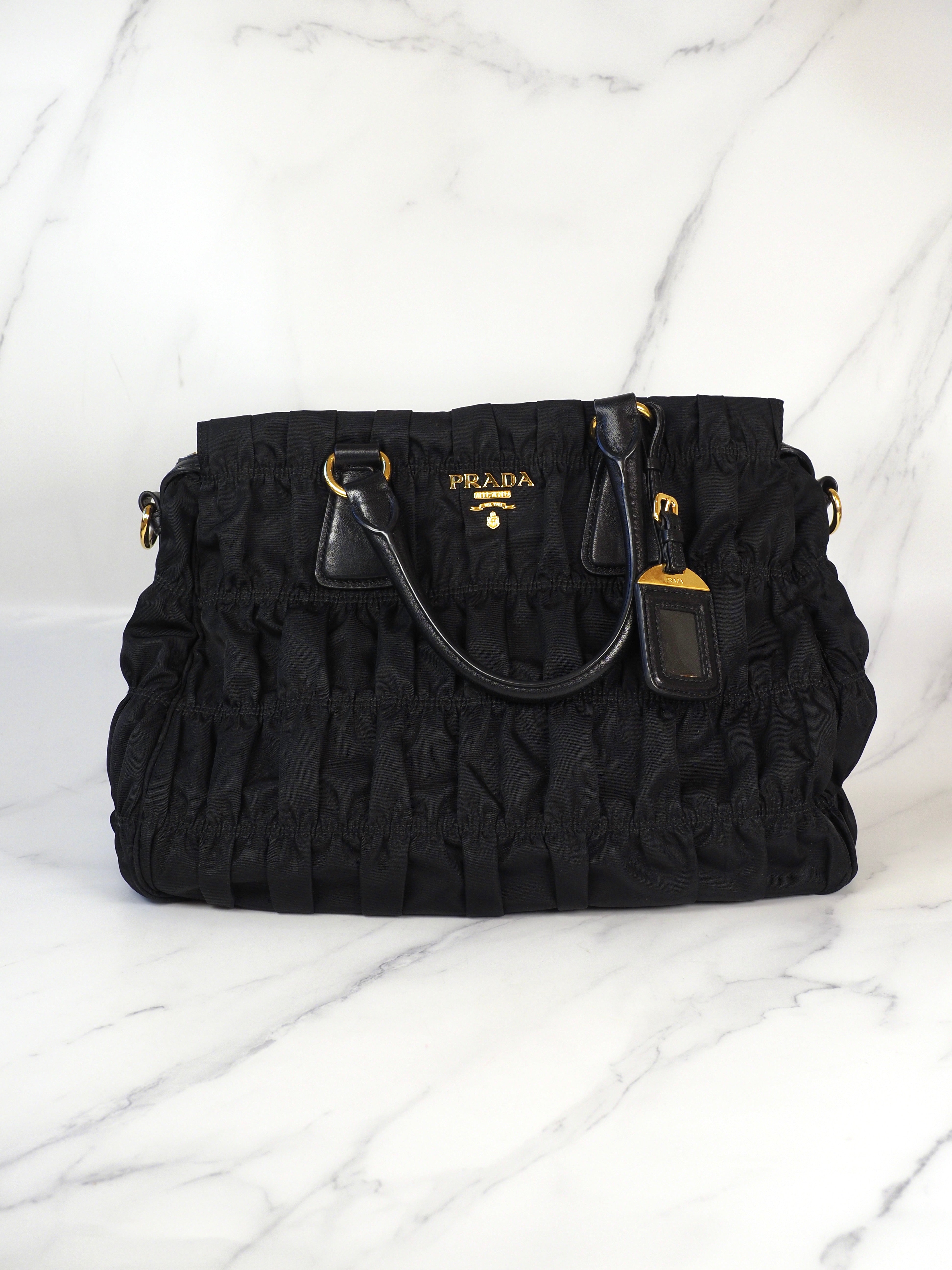 Prada Gaufre Nylon Handbag Black Bag - Jiaxyk