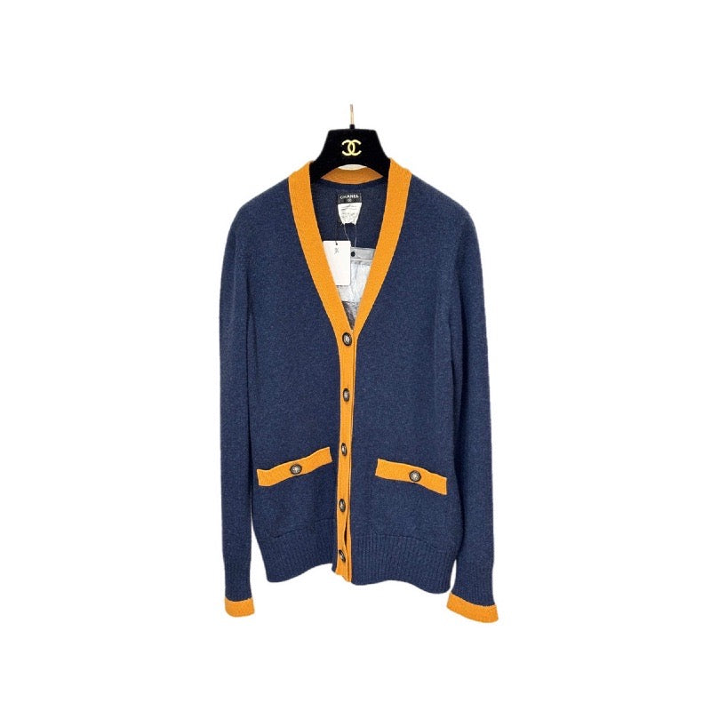 Chanel 14B Mustard Trim Button Cardigan #38