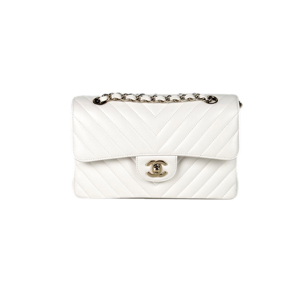 Chanel Classic Flap Small Bag V White