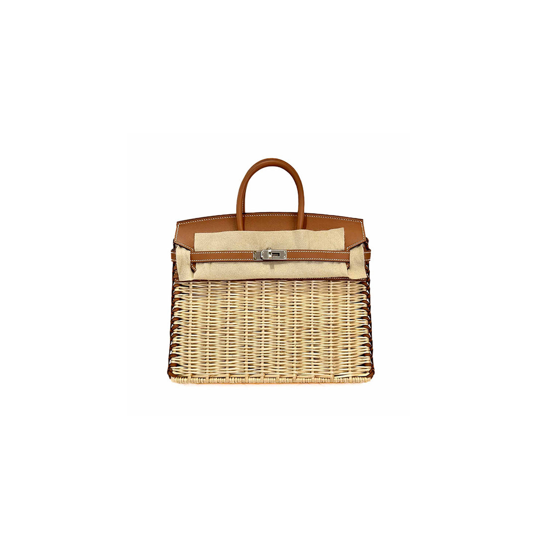 Hermes Birkin 25 Picnic 06 Gold Swift Leather with Osier Wicker