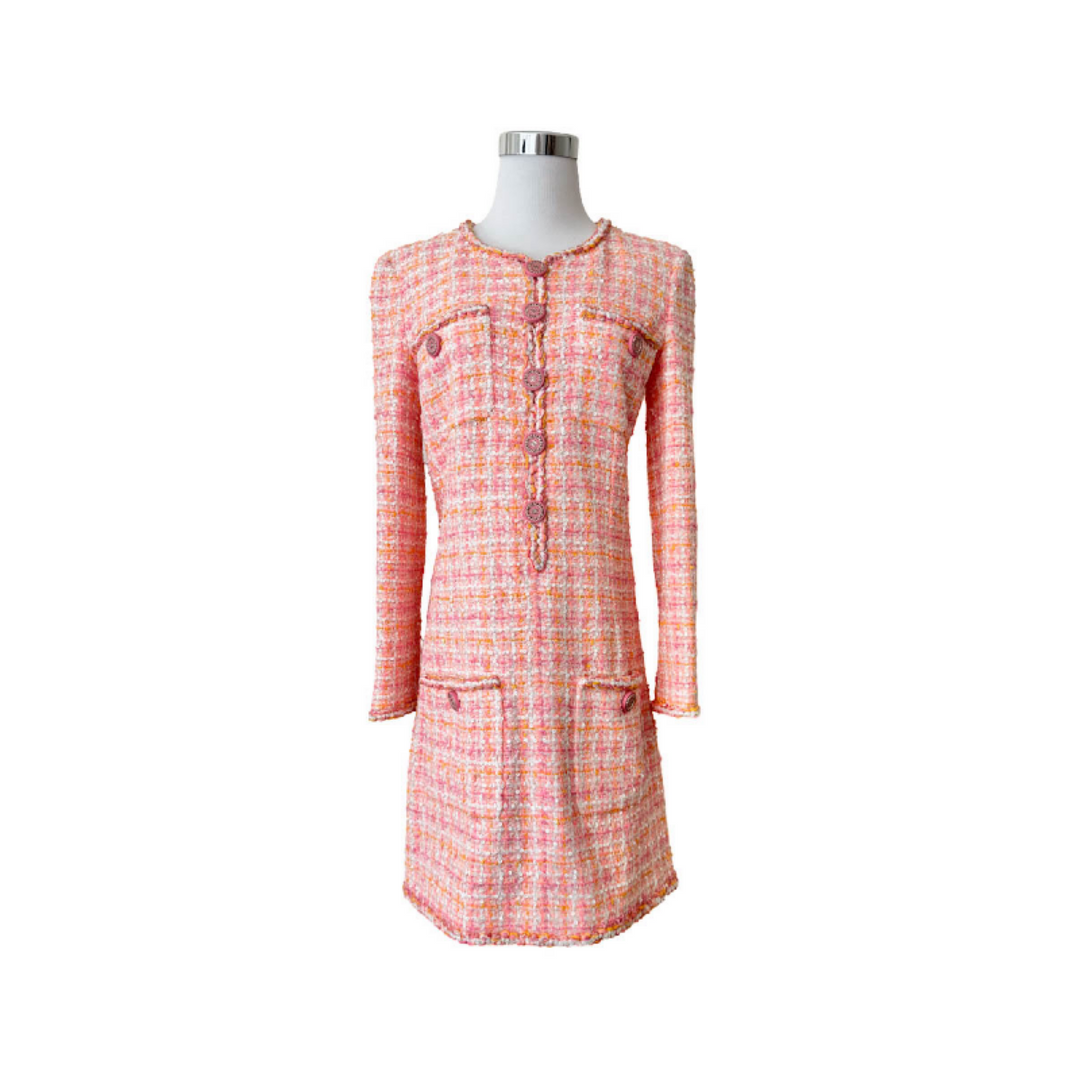 Chanel 19C Fantasy Pink Tweed Dress #36